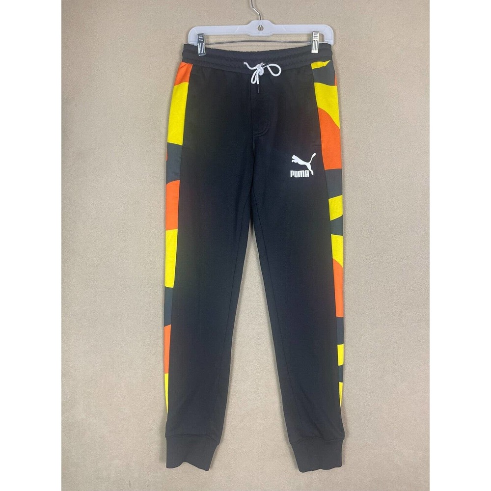 Puma‎ Sweatpants Adult Small Black Orange Yellow Court Crush T7 Athletic Mens